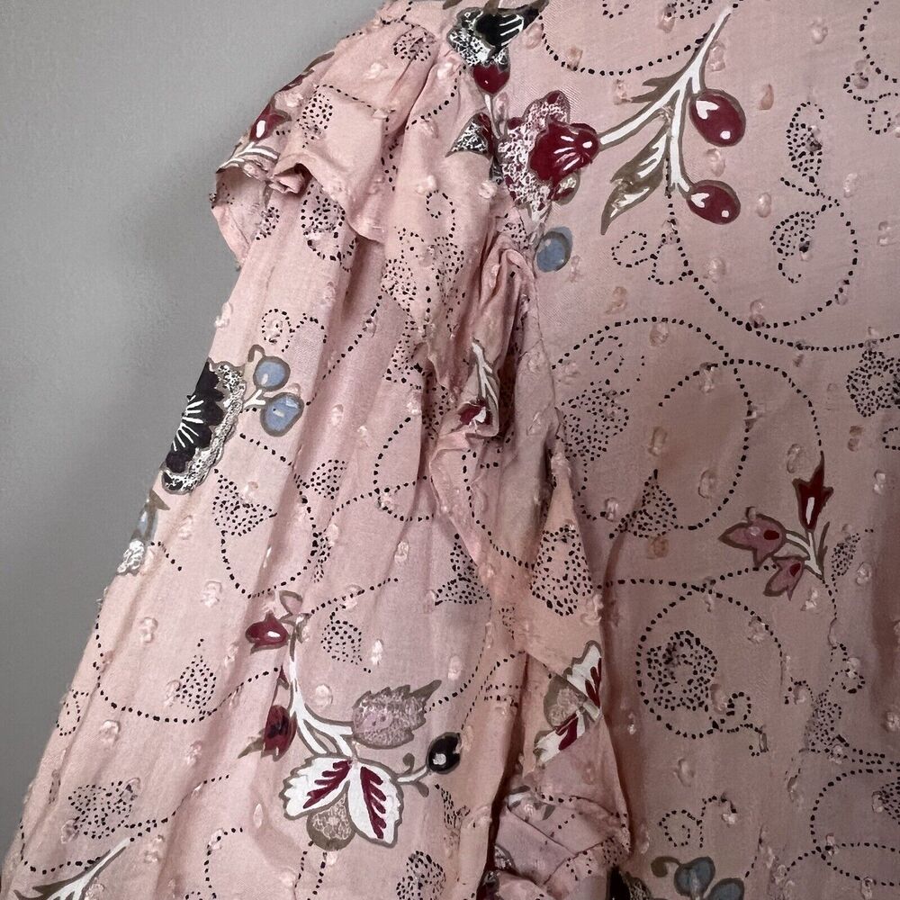 LOFT Women's Floral Peasant Blouse Pink Long Sleeve Size XXL - Picture 4 of 9